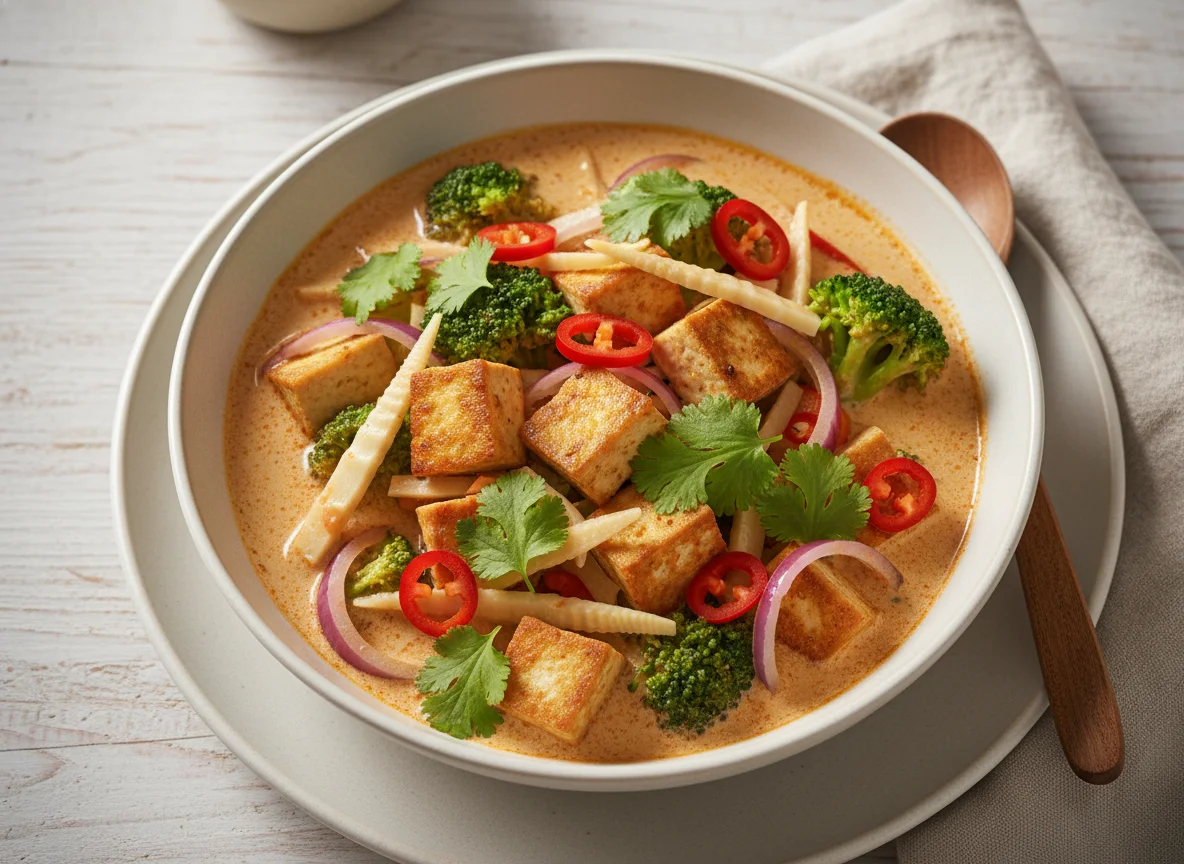 Rotes Curry mit Tofu und Gemüse photo