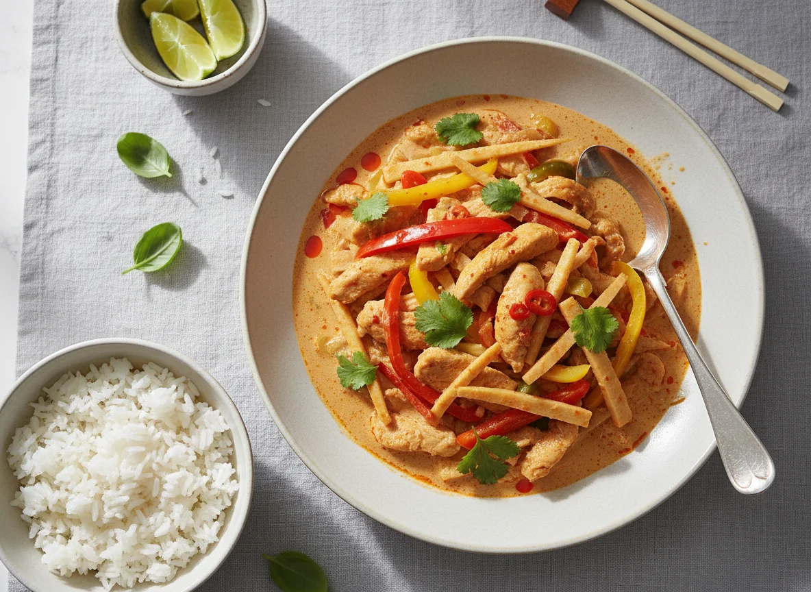 Rotes Thai Curry mit Huhn photo