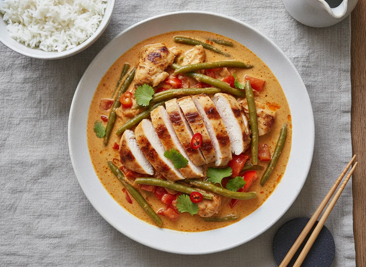 Rotes Thai-Curry mit Hähnchen photo