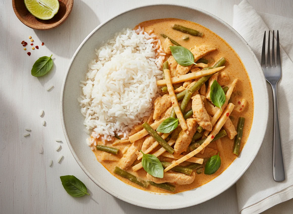 Rotes Thai-Curry mit Jasminreis photo