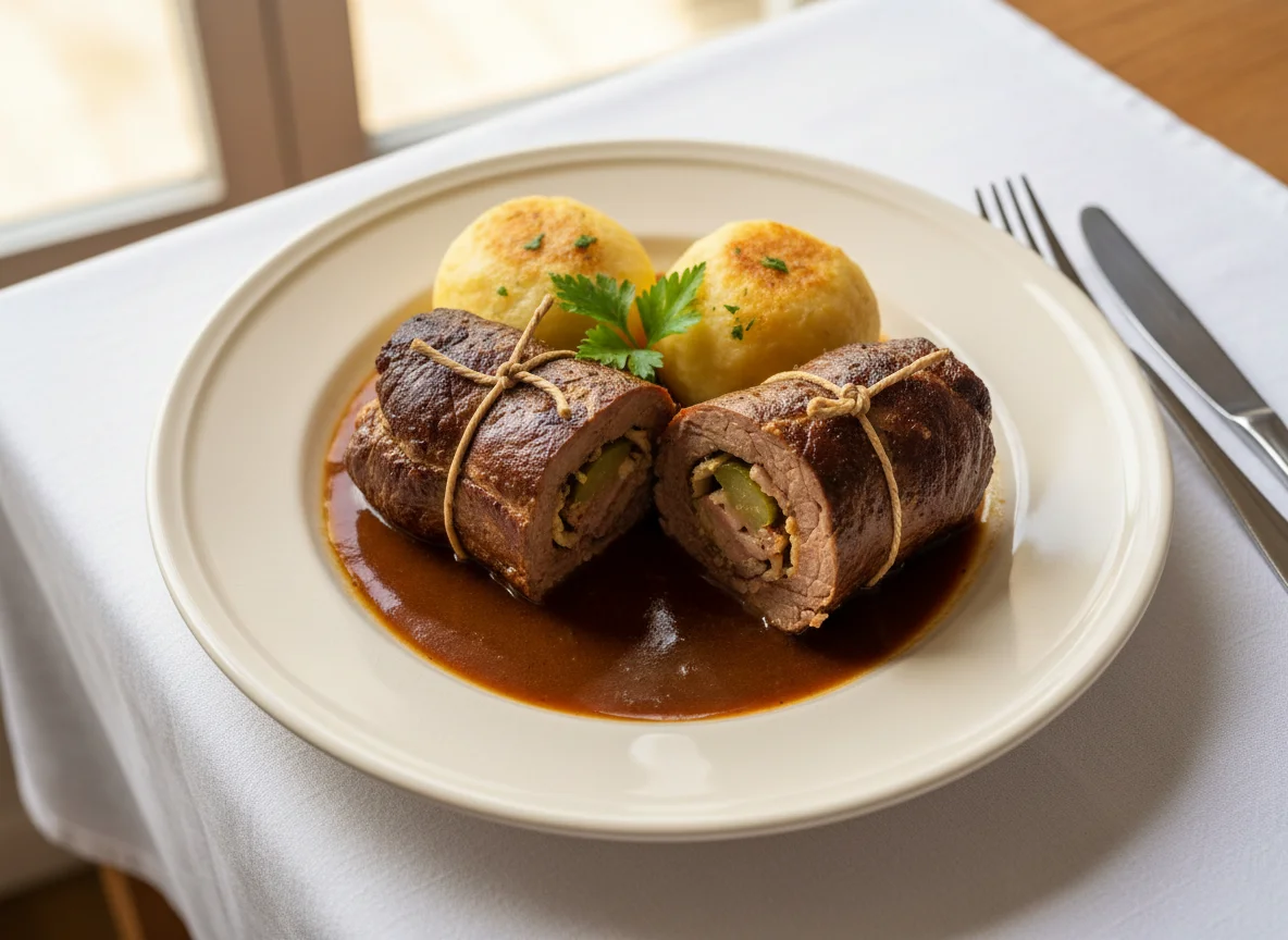 Roulade mit Klößen und Soße photo