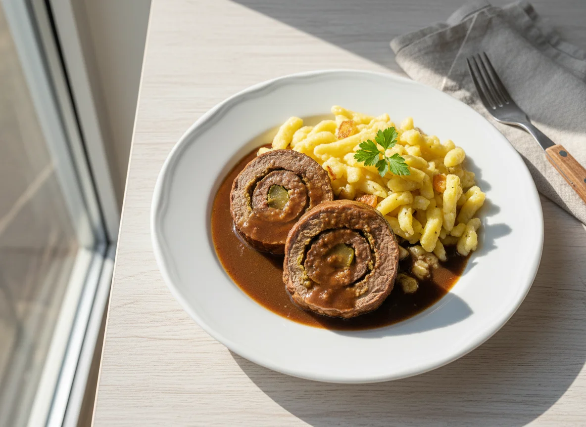 Roulade mit Spätzle und Soße photo