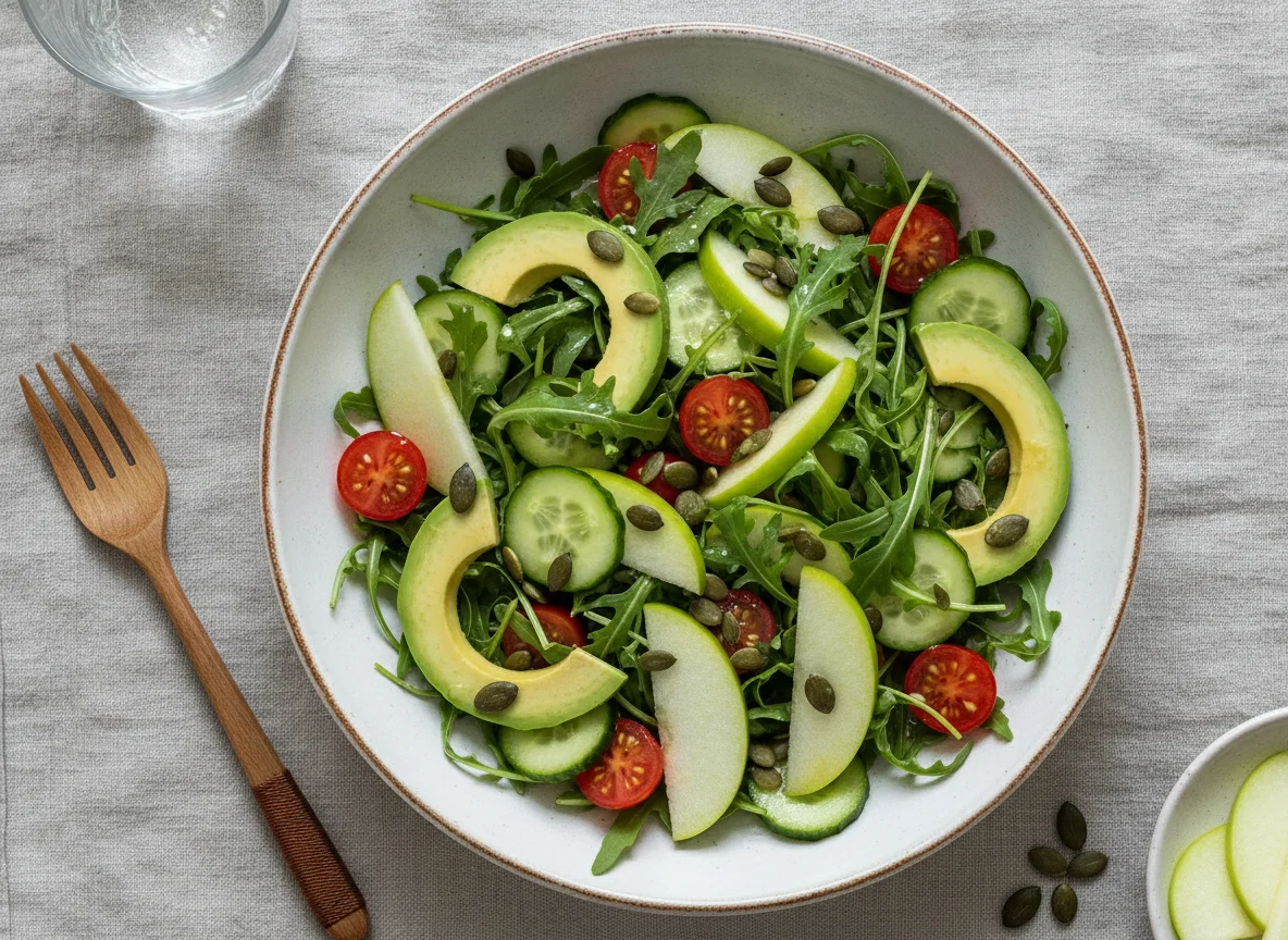 Rucola-Salat mit Avocado und Apfel photo