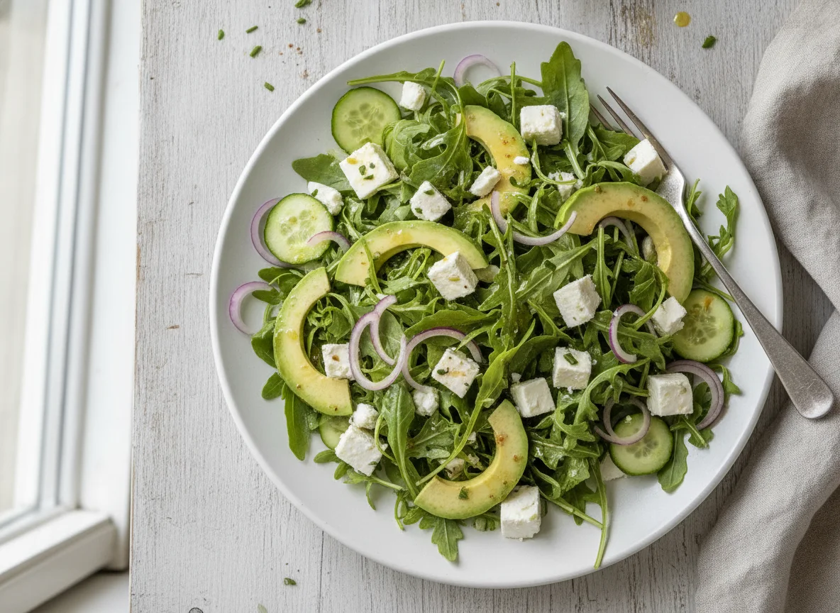 Rucola-Salat mit Avocado und Feta photo
