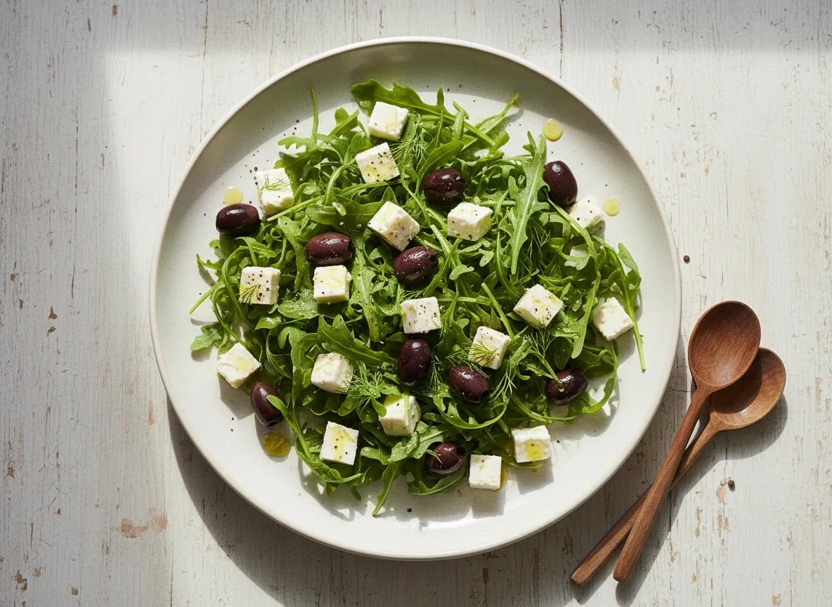 Rucola-Salat mit Feta und Oliven photo