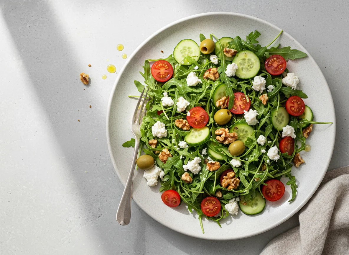 Rucola-Salat mit Feta und Walnüssen photo