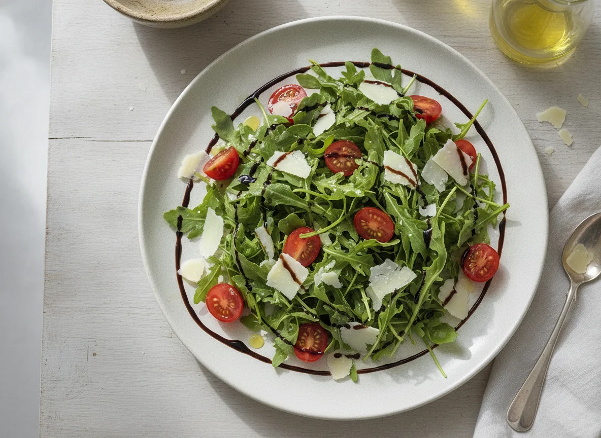 Rucola-Salat mit Parmesan und Kirschtomaten photo