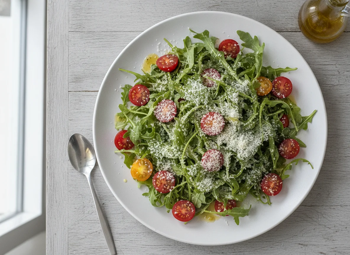 Rucola-Tomaten-Salat mit Dressing photo