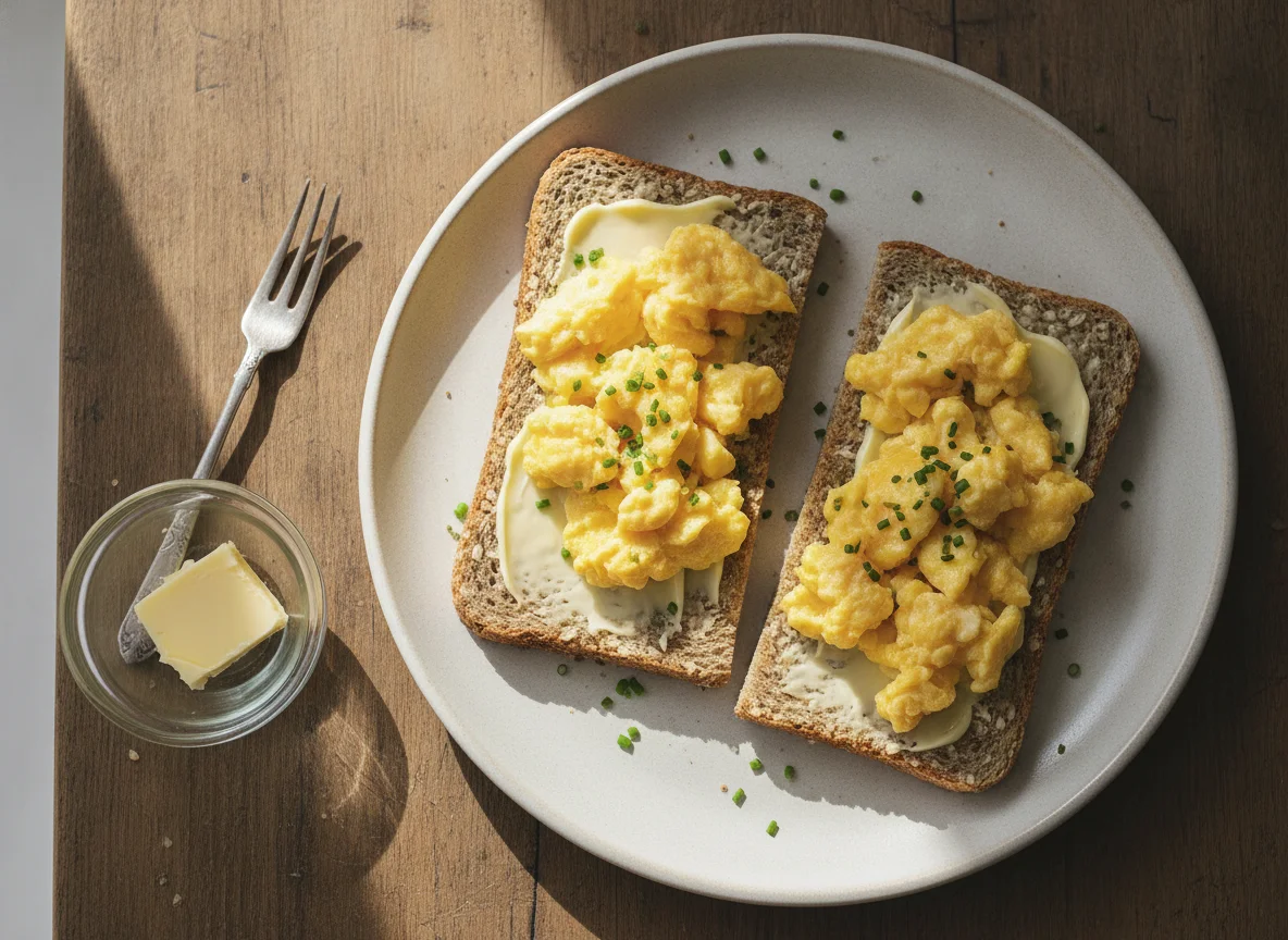 Rührei auf Knäckebrot photo