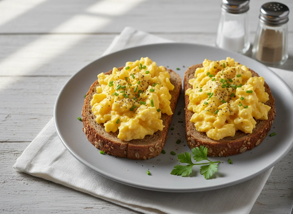 Rührei auf Vollkornbrot photo