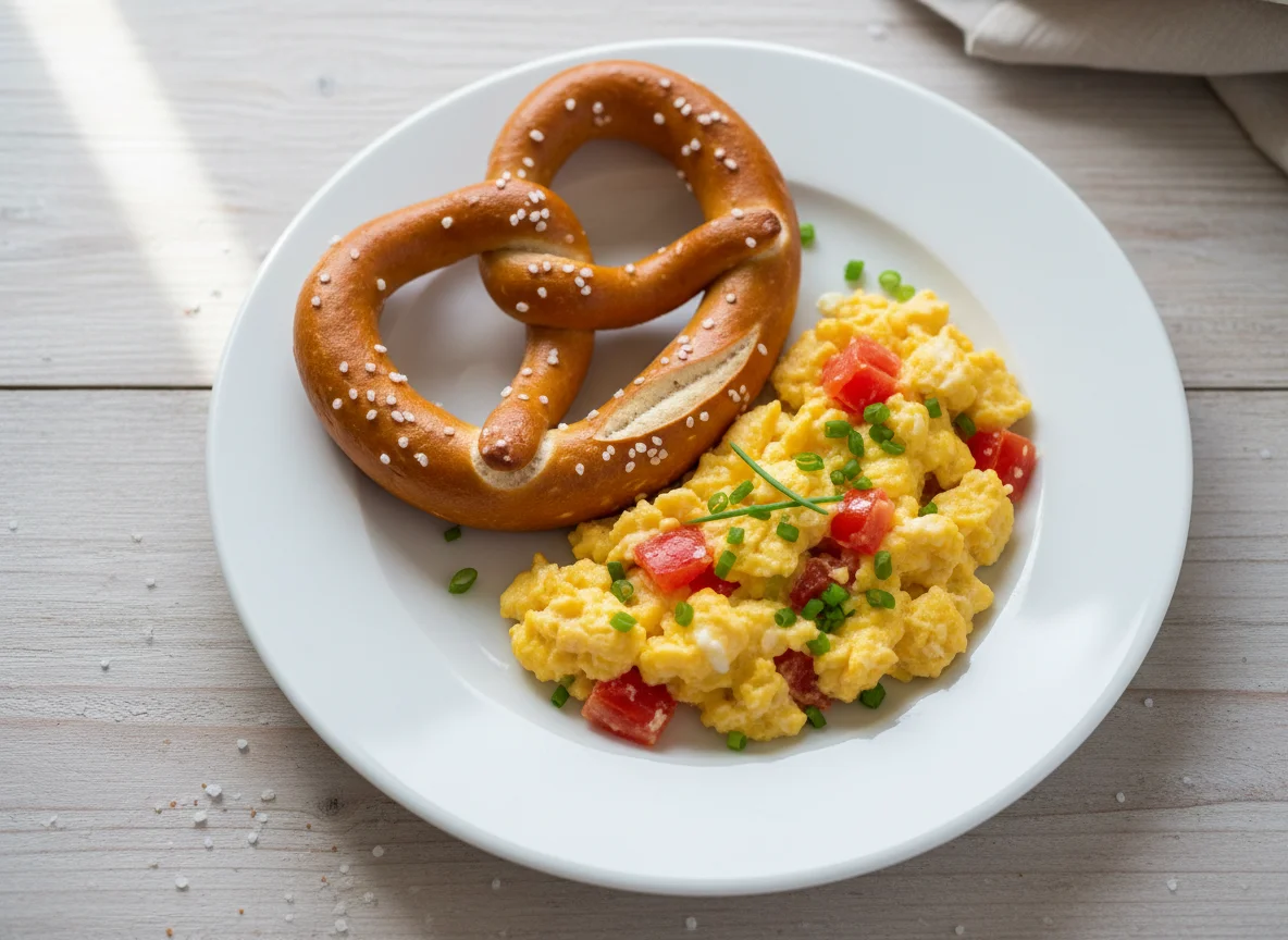 Rührei mit Brezel photo