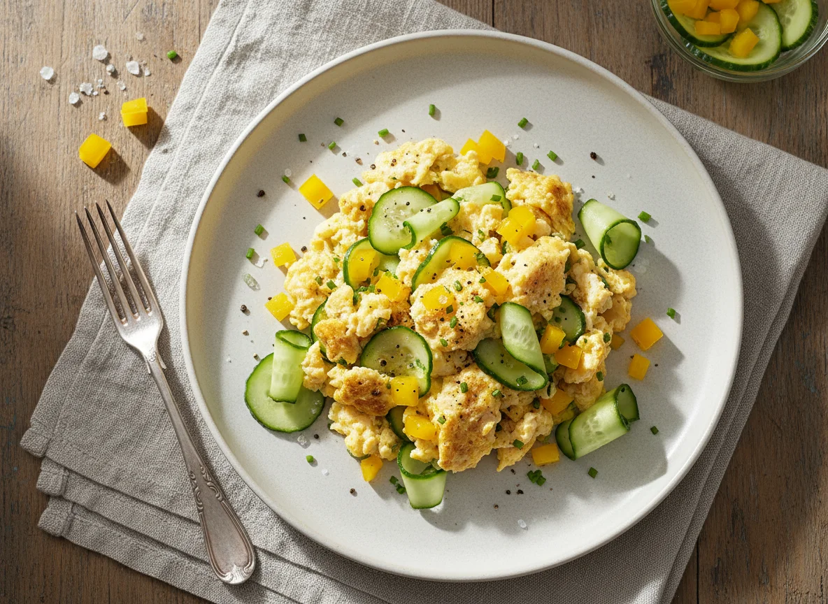 Rührei mit Gurke und Paprika photo