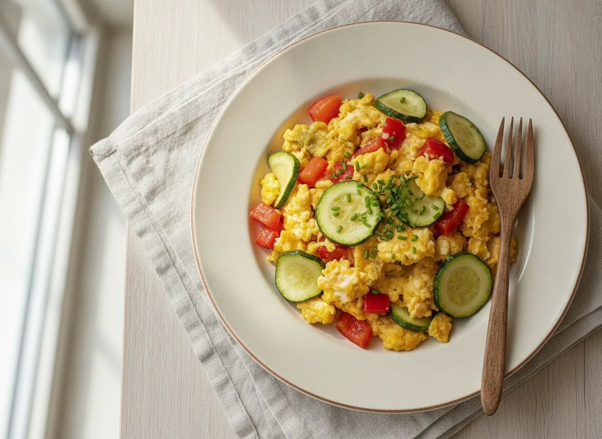 Rührei mit Paprika und Zucchini photo