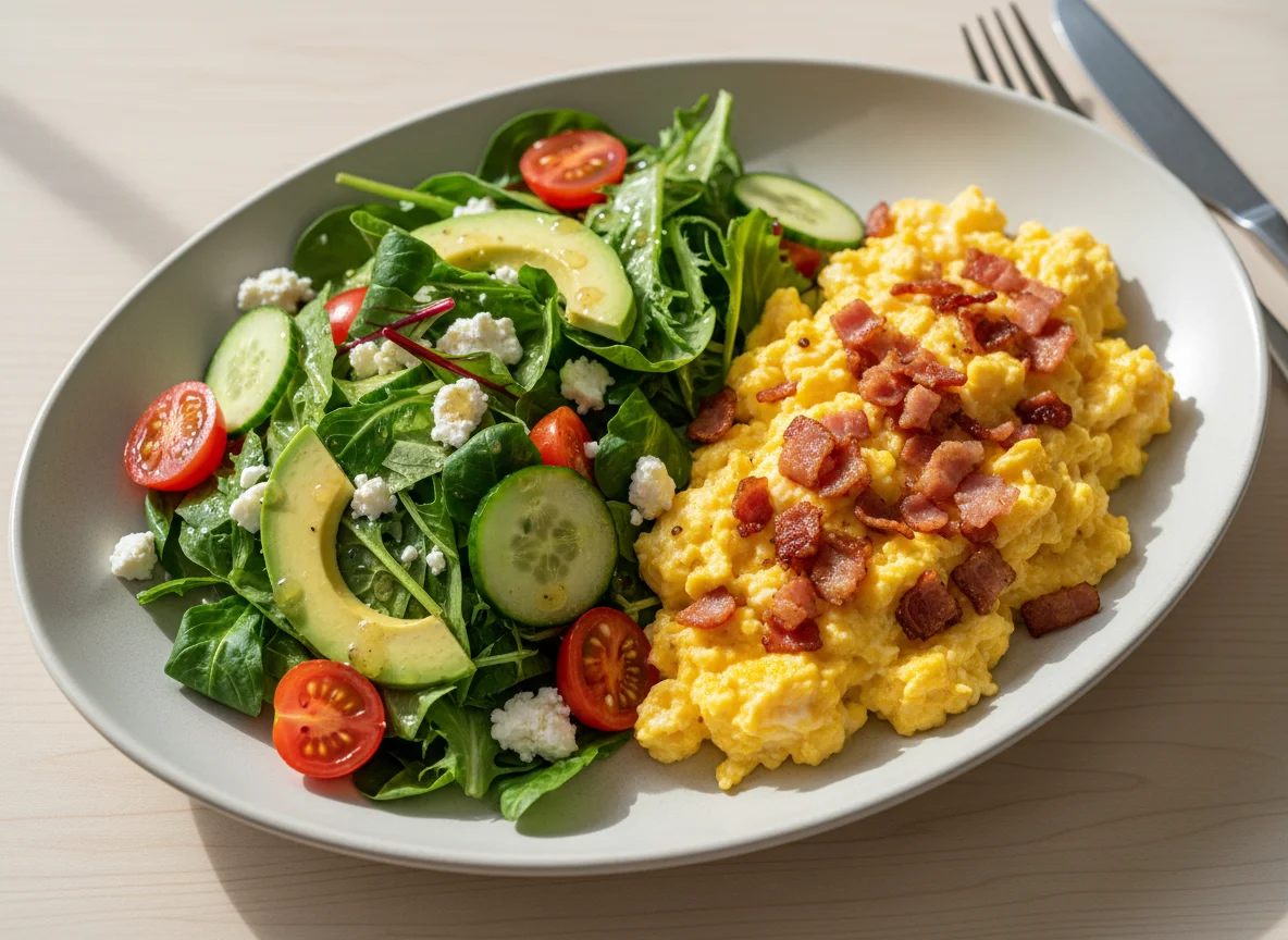 Rührei mit Salat photo