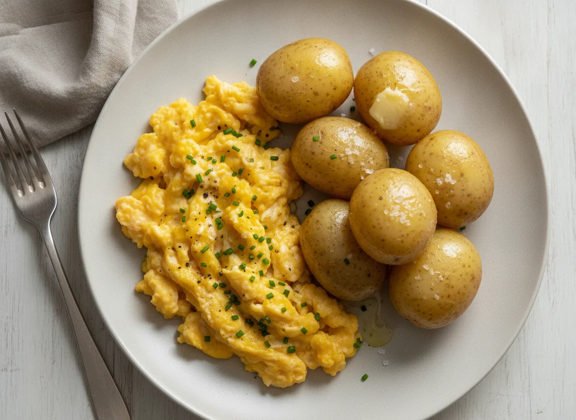 Rührei mit Salzkartoffeln photo