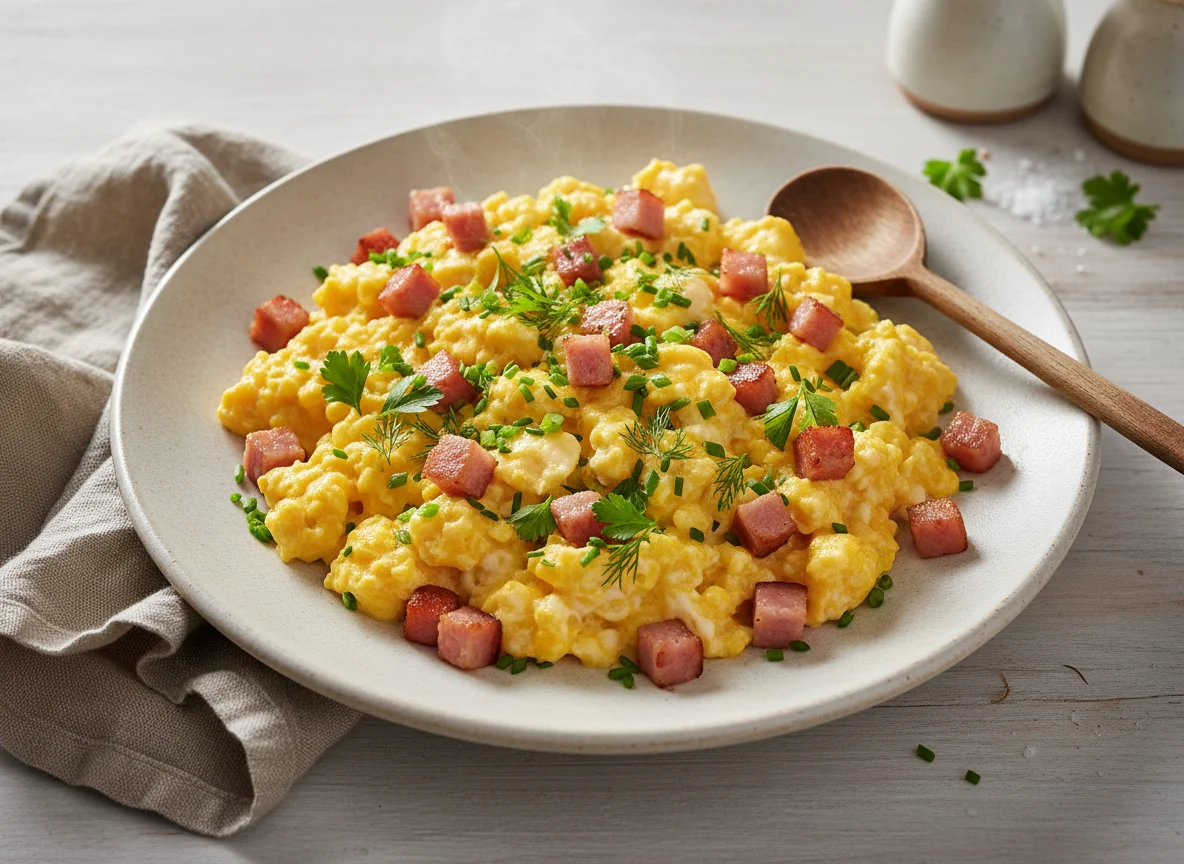 Rührei mit Speck und Kräutern photo