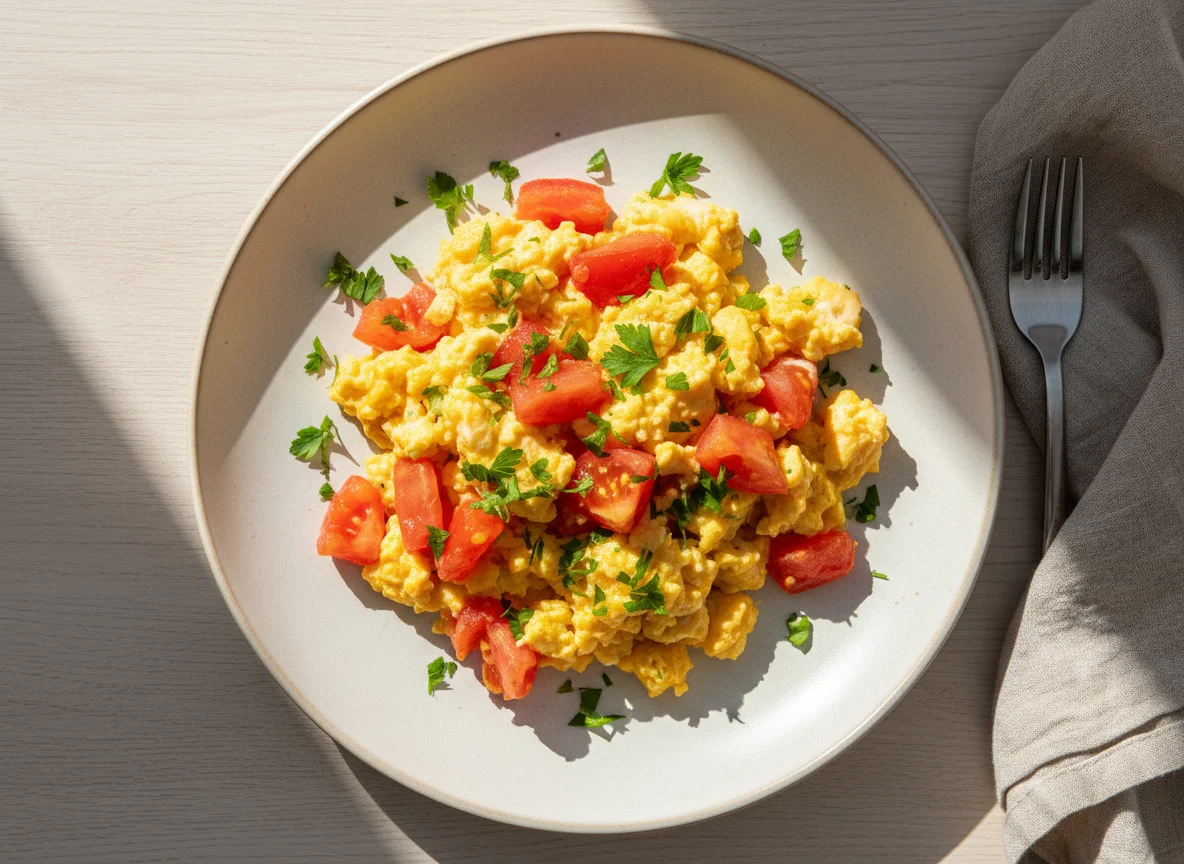 Rührei mit Tomaten photo
