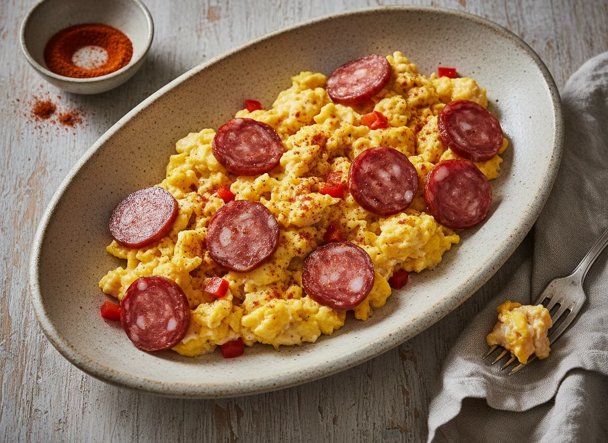 Rührei mit Wurst und Paprikapulver photo