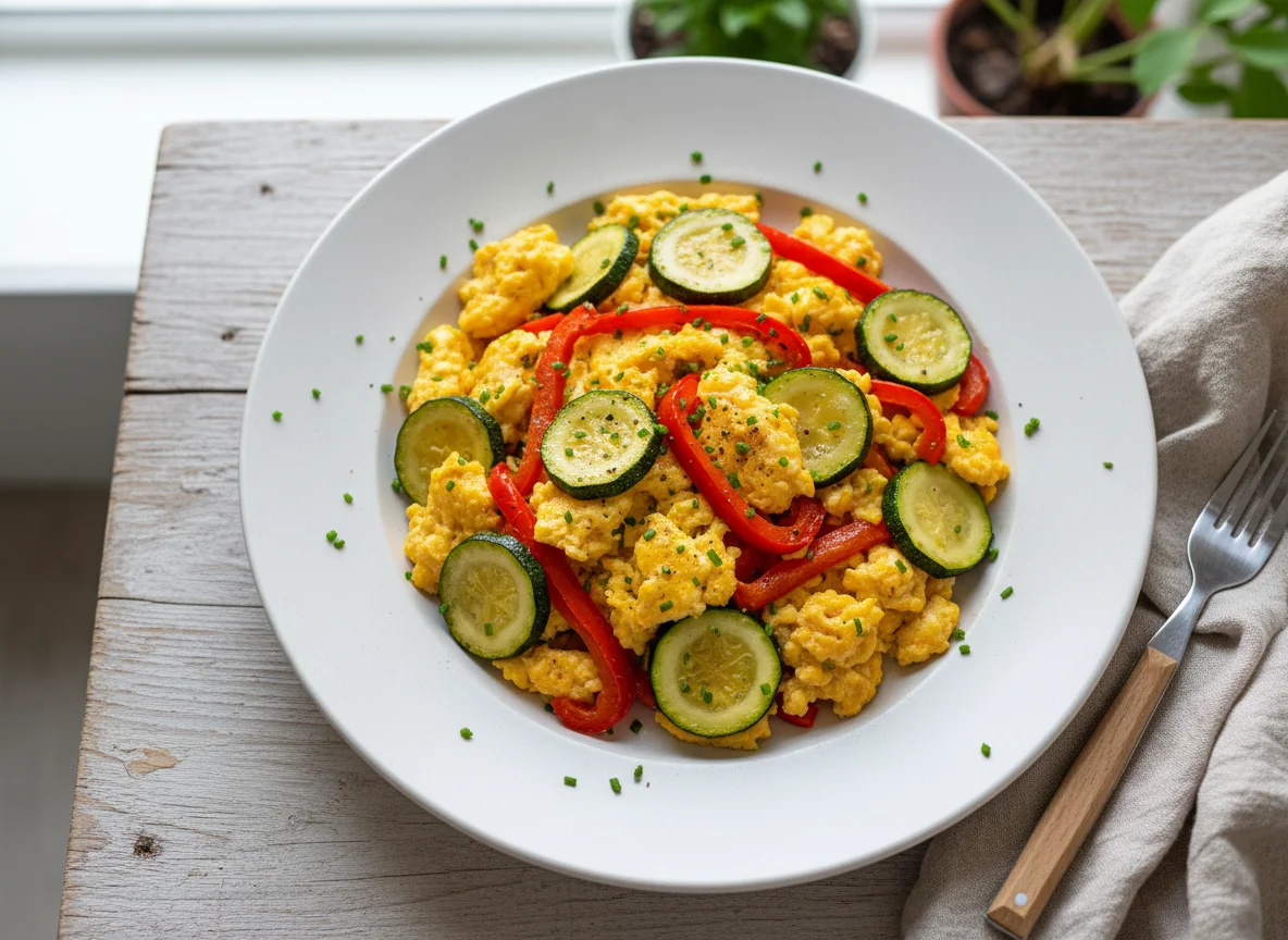 Rührei mit Zucchini und Paprika photo