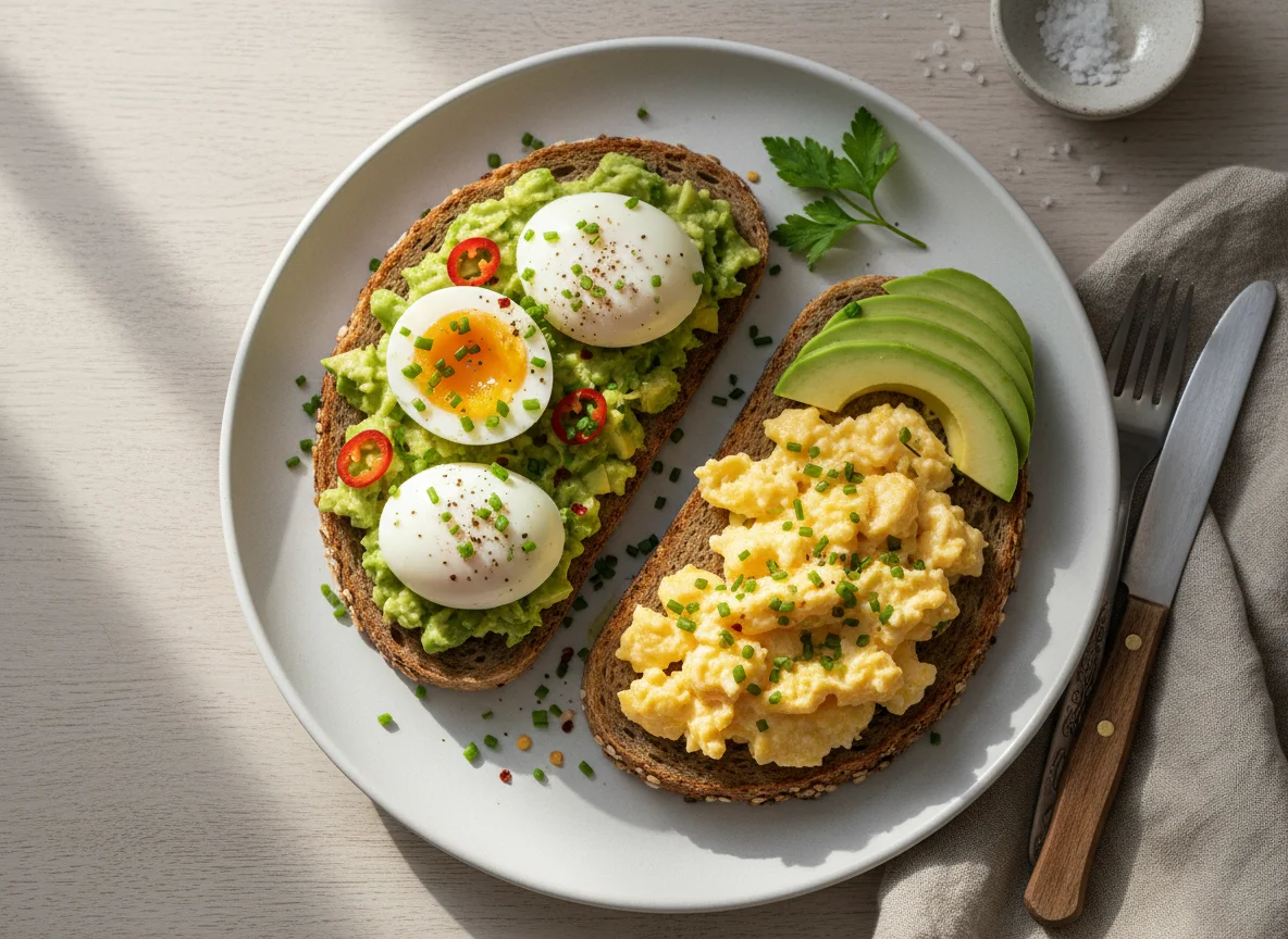 Rührei und Avocado-Toast photo