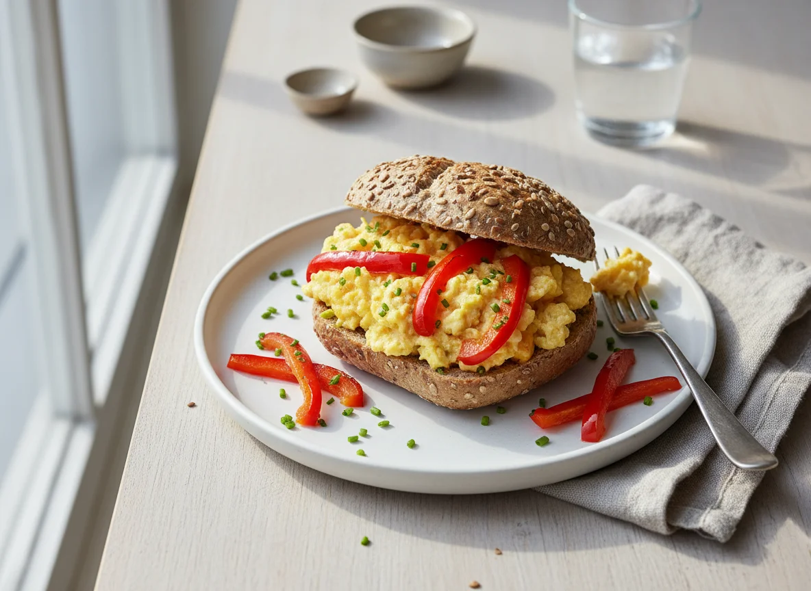 Rührei-Brötchen mit Paprika photo