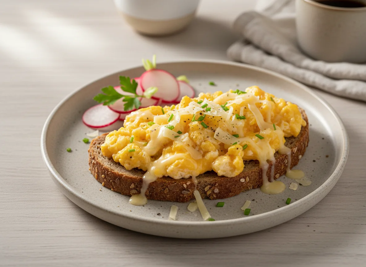 Rührei-Käse-Brot photo