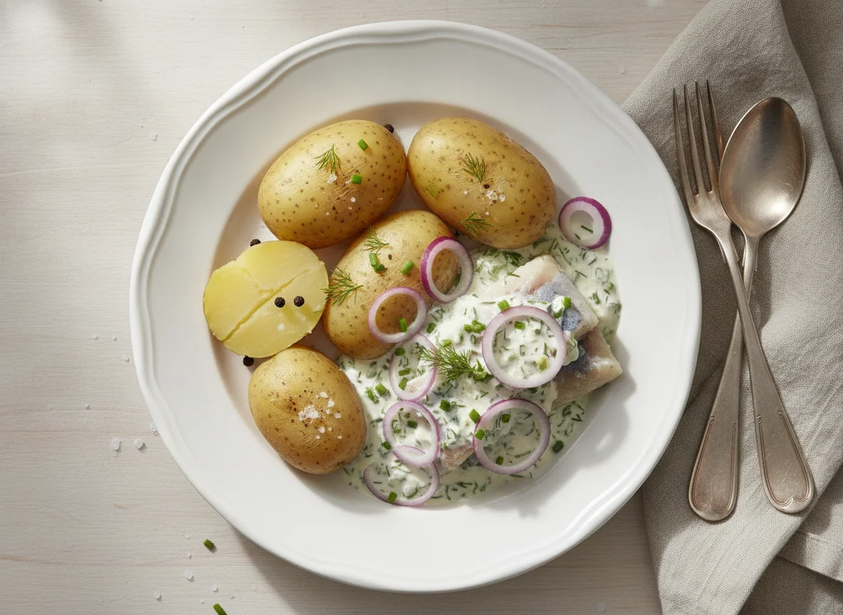 Sahnehering mit Pellkartoffeln photo