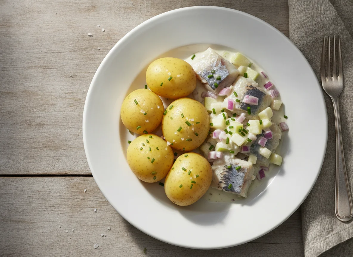 Sahnehering mit Salzkartoffeln photo