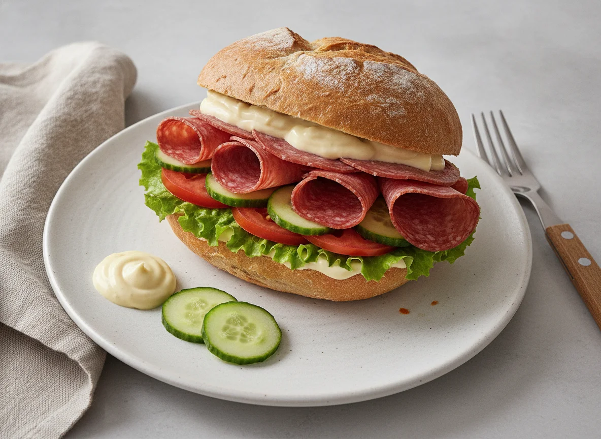 Salami Brötchen mit Remoulade photo