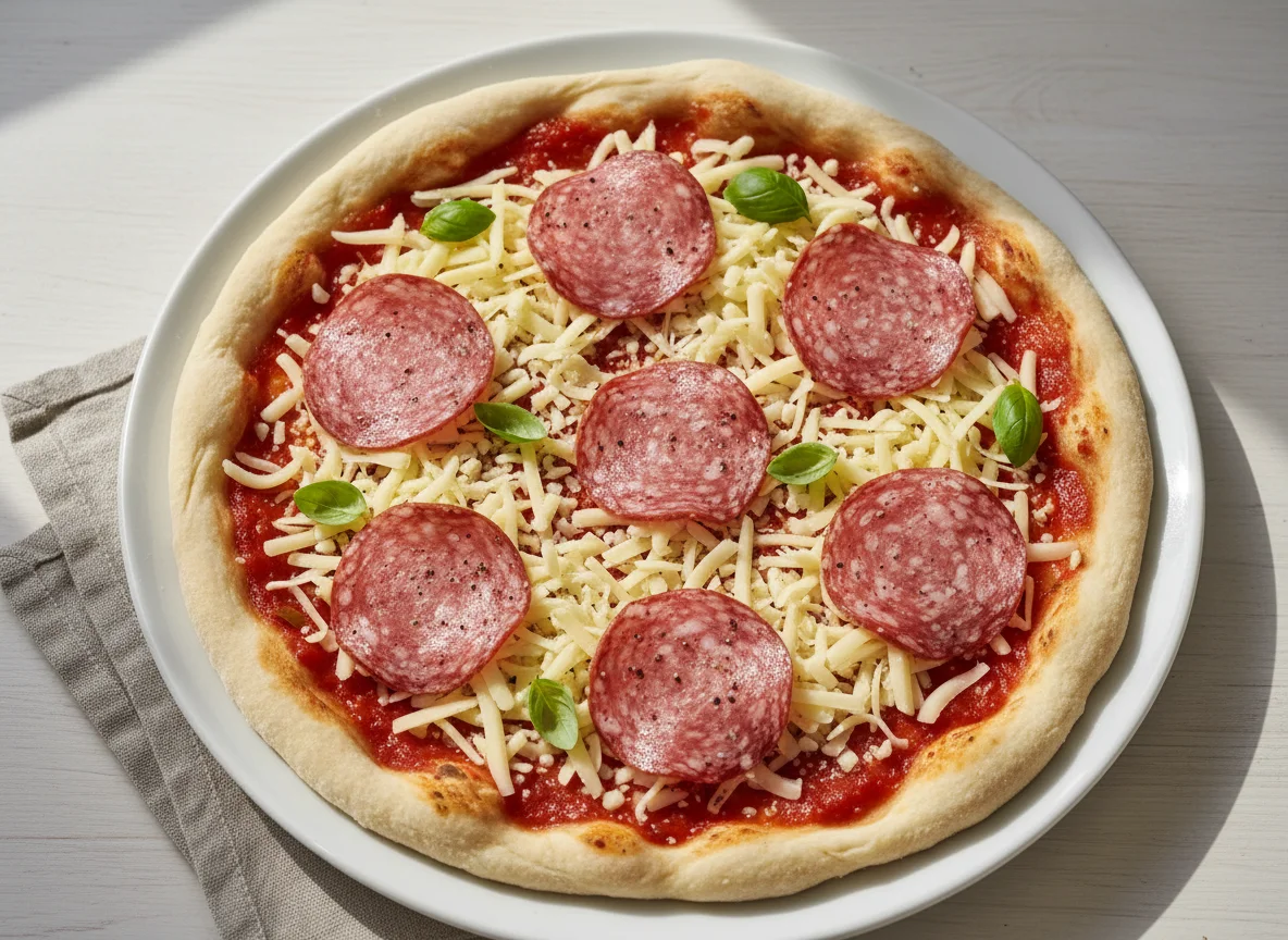Salami Pizza (ungebacken) photo