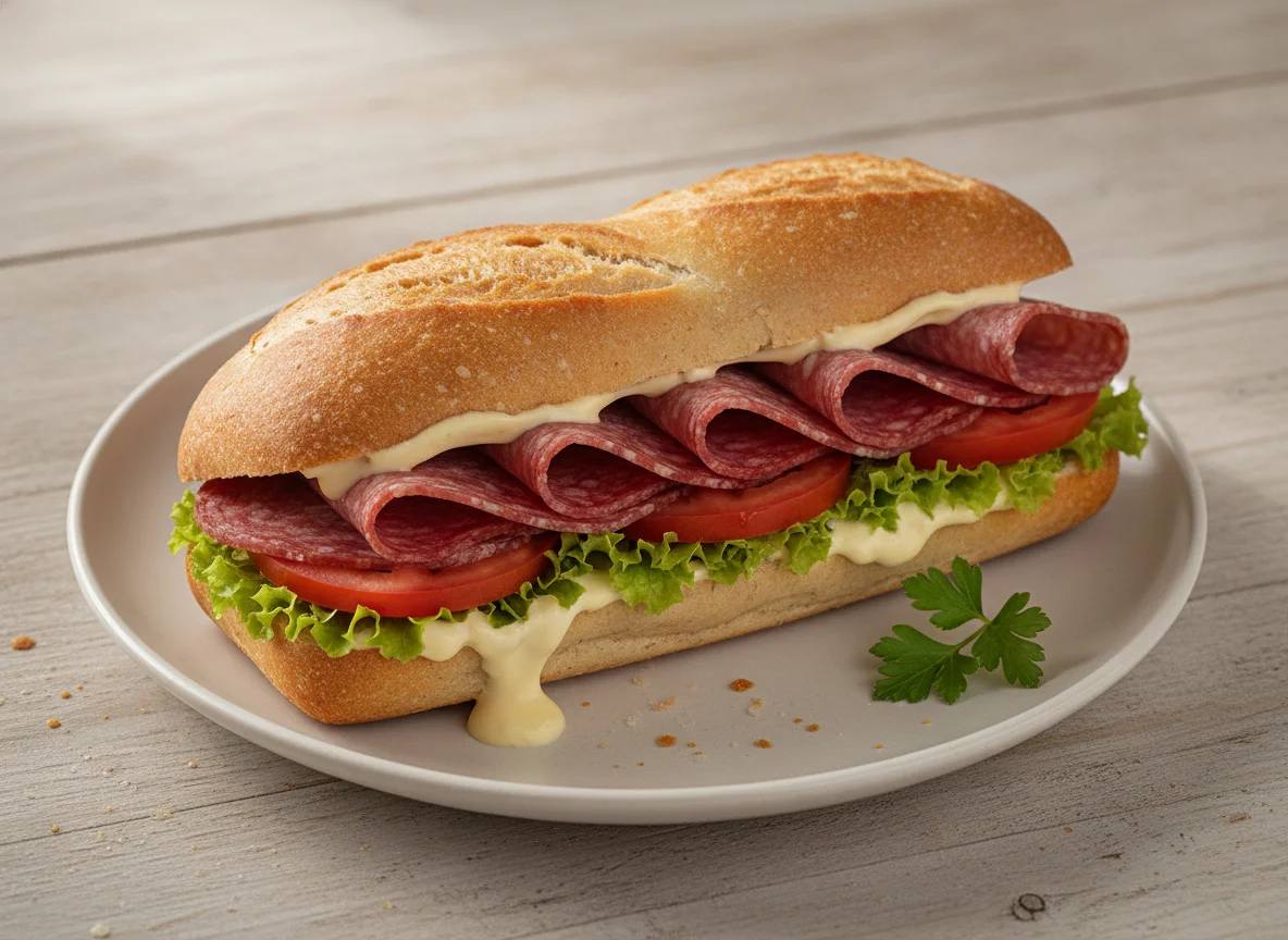 Salami-Baguette-Sandwich photo