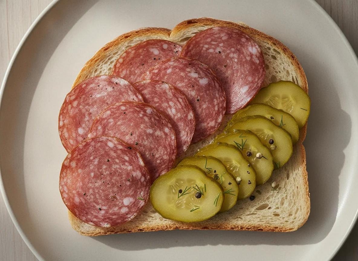 Salamibrot mit Gewürzgurken photo