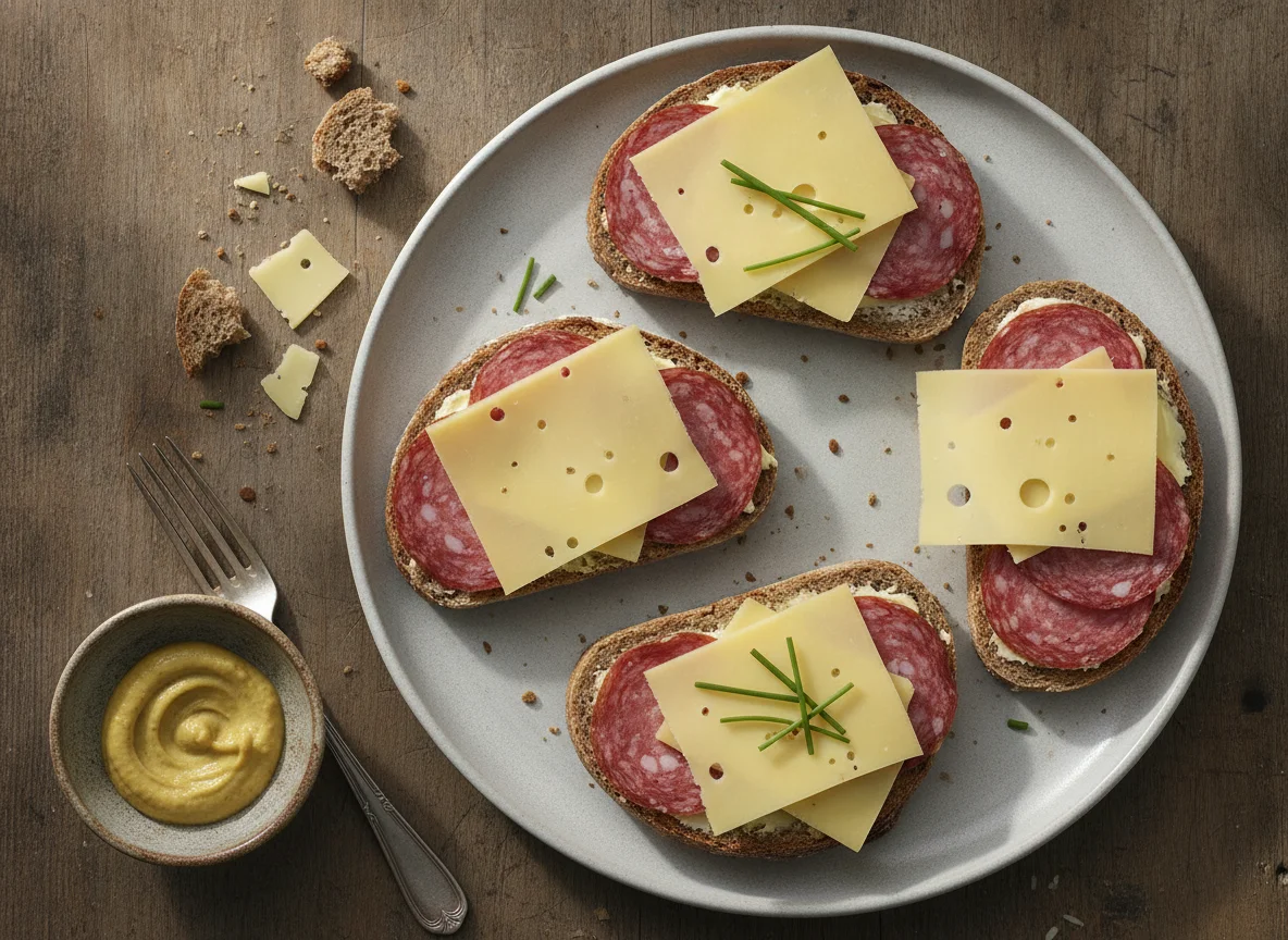 Salami-Brot mit Käse photo