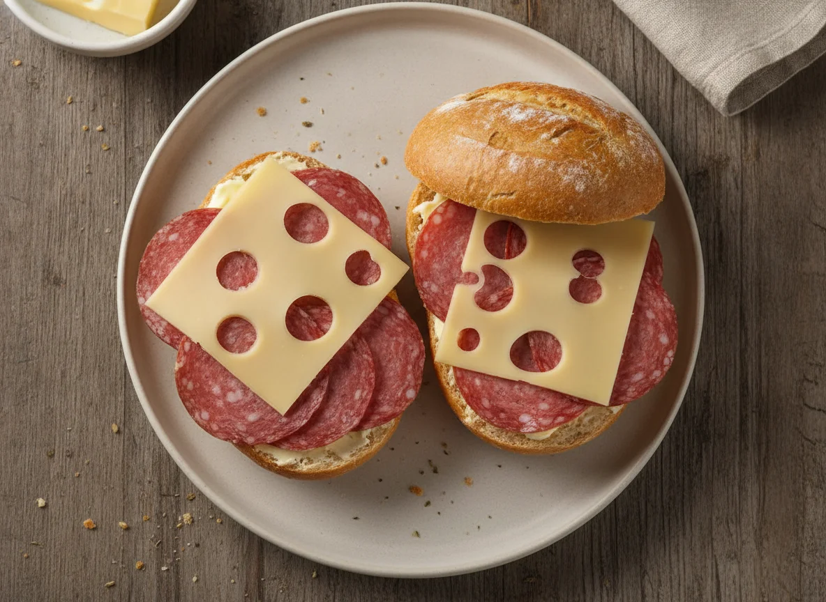 Salami-Brötchen mit Käse photo