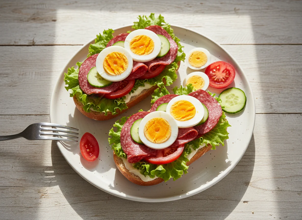 Salami-Ei-Brötchen photo