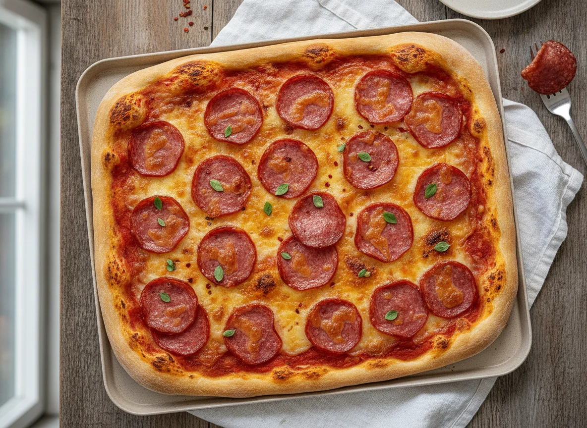 Salami-Pizza (Blechpizza) photo