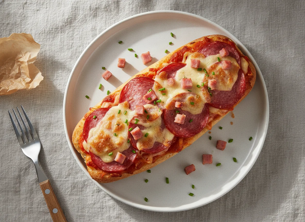 Salami-Pizza-Baguette photo