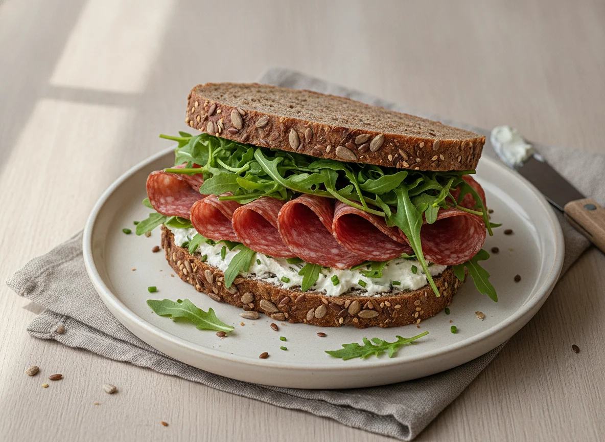 Salami-Vollkornbrot-Sandwich photo