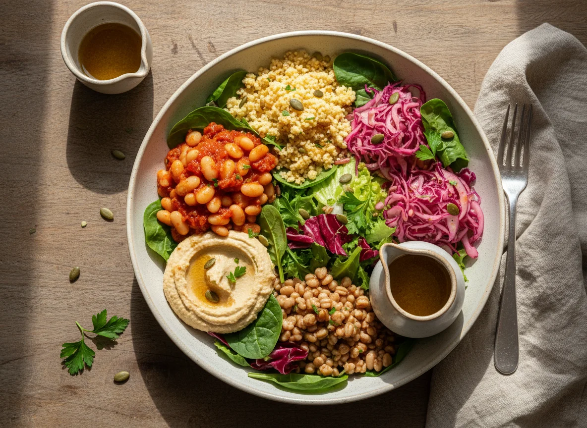 Salat Bowl mit Dinkel und verschiedenen Beilagen photo