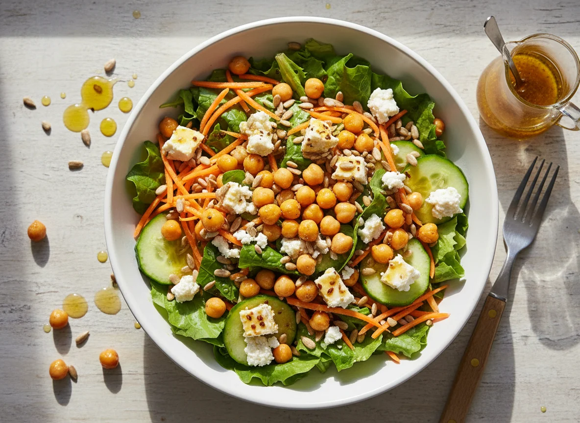 Salat Bowl mit Feta und Kichererbsen photo