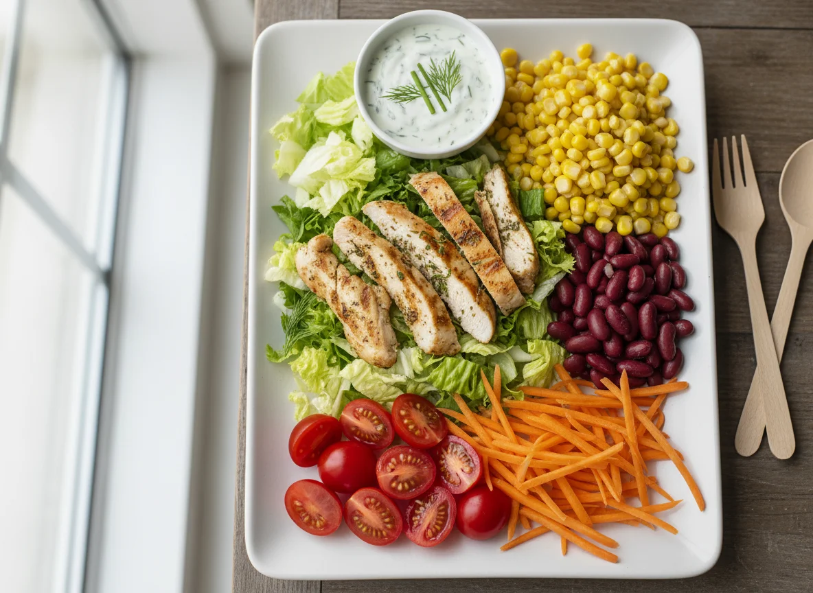 Salat Box mit Hähnchenbrust photo