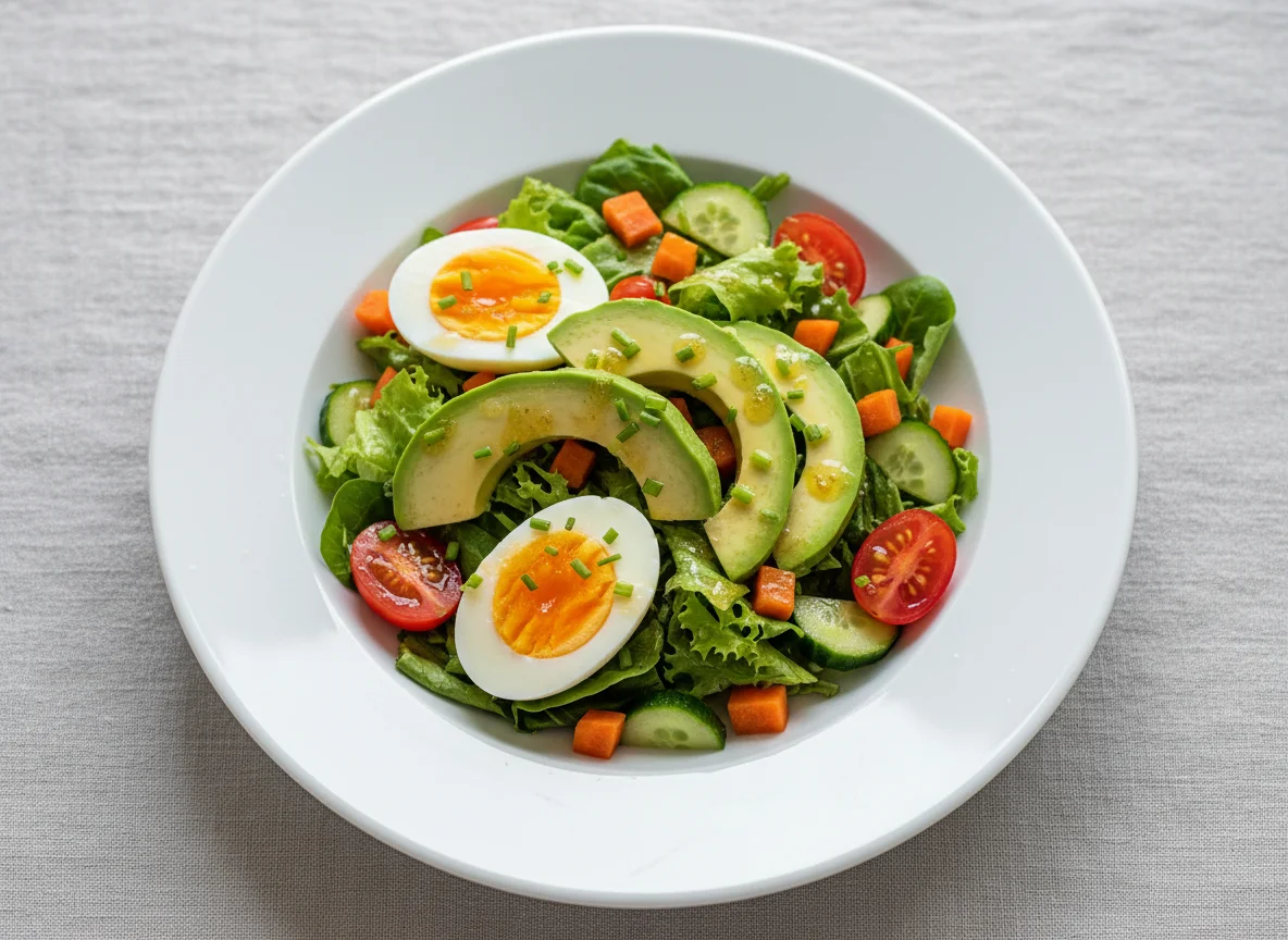 Salat mit Avocado und Ei photo