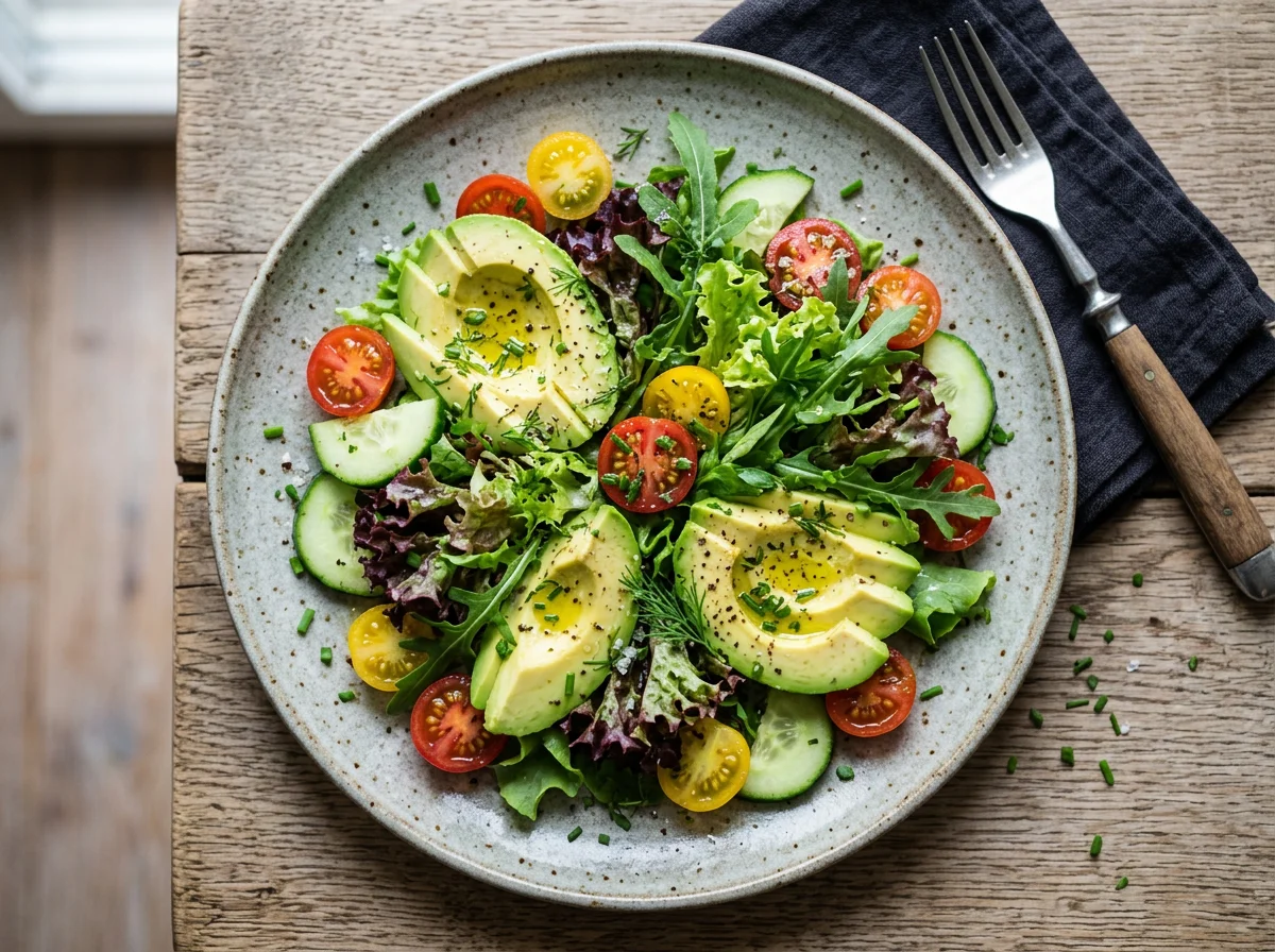 Salat mit Avocado und Tomaten photo