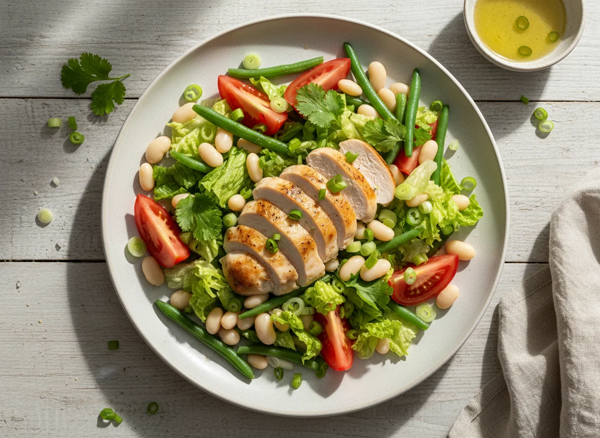 Salat mit Bohnen und Hähnchen photo