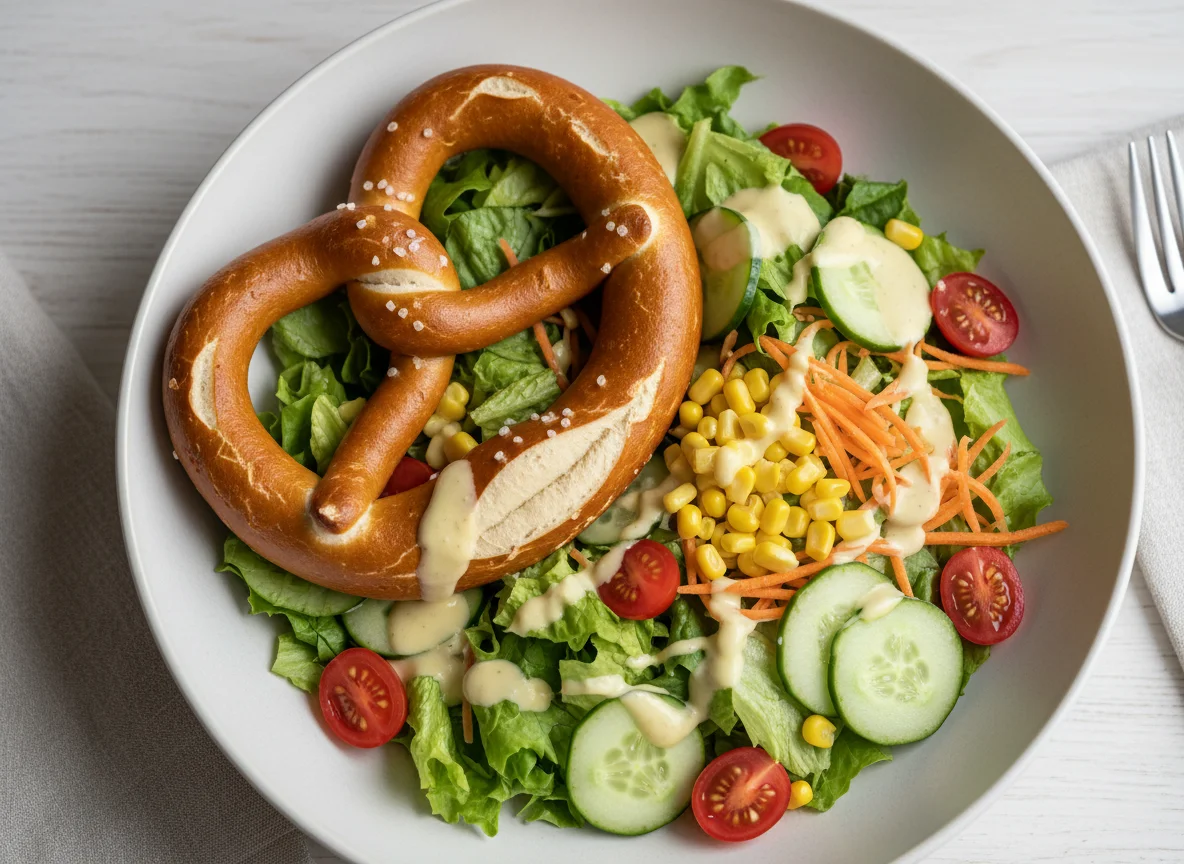 Salat mit Brezel photo
