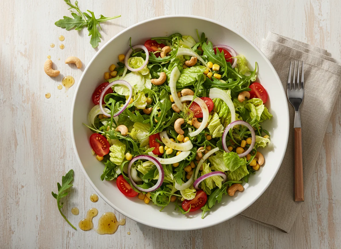 Salat mit Cashewkernen und Fenchel photo