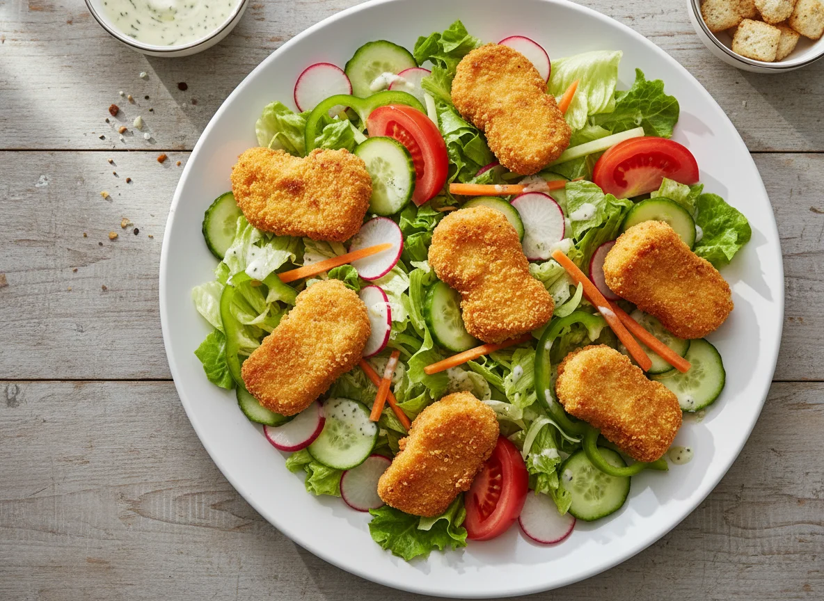 Salat mit Chicken Nuggets photo