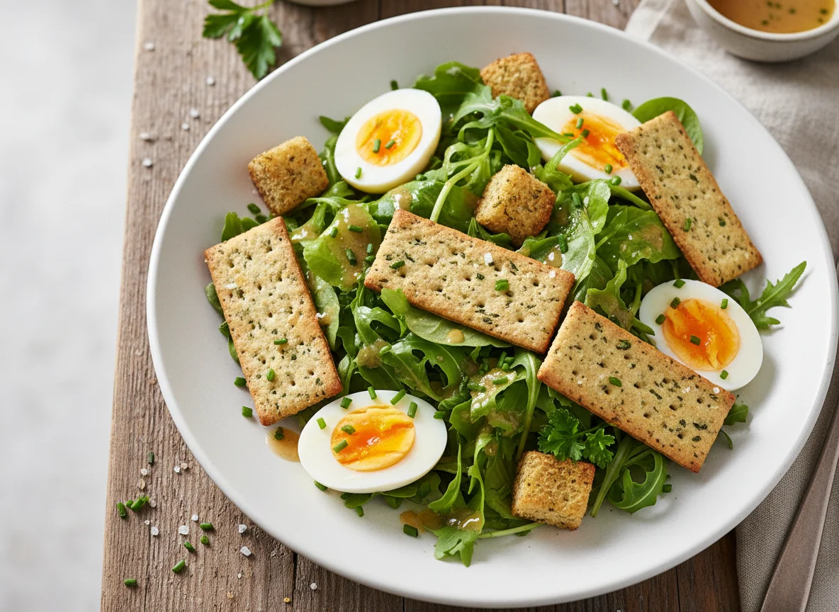 Salat mit Ei und Croutons photo