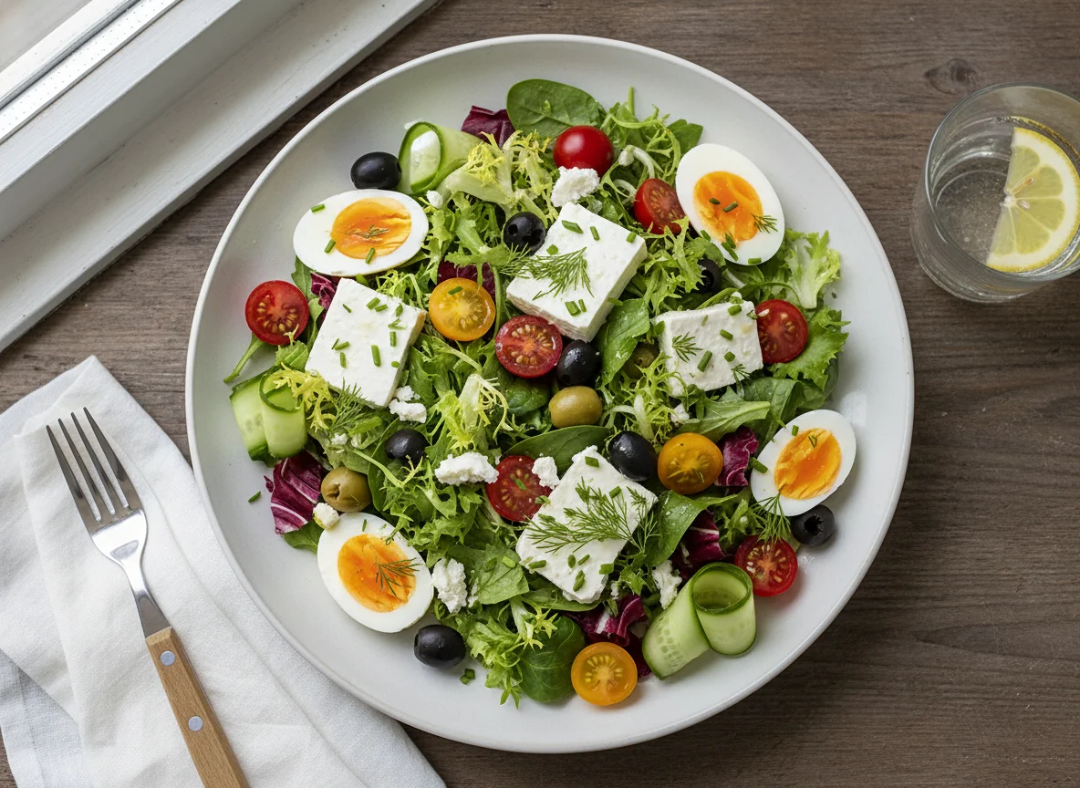 Salat mit Ei und Feta photo