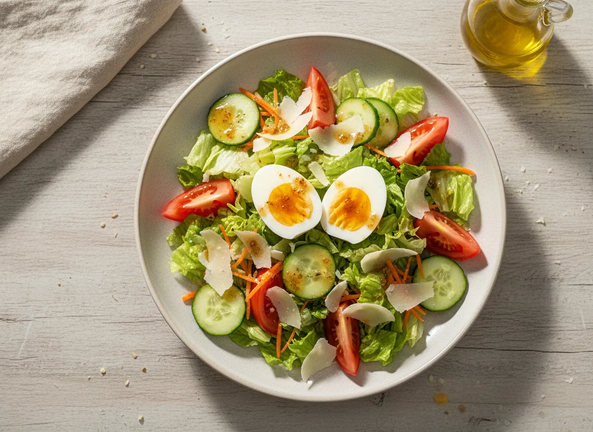 Salat mit Ei und Gemüse photo